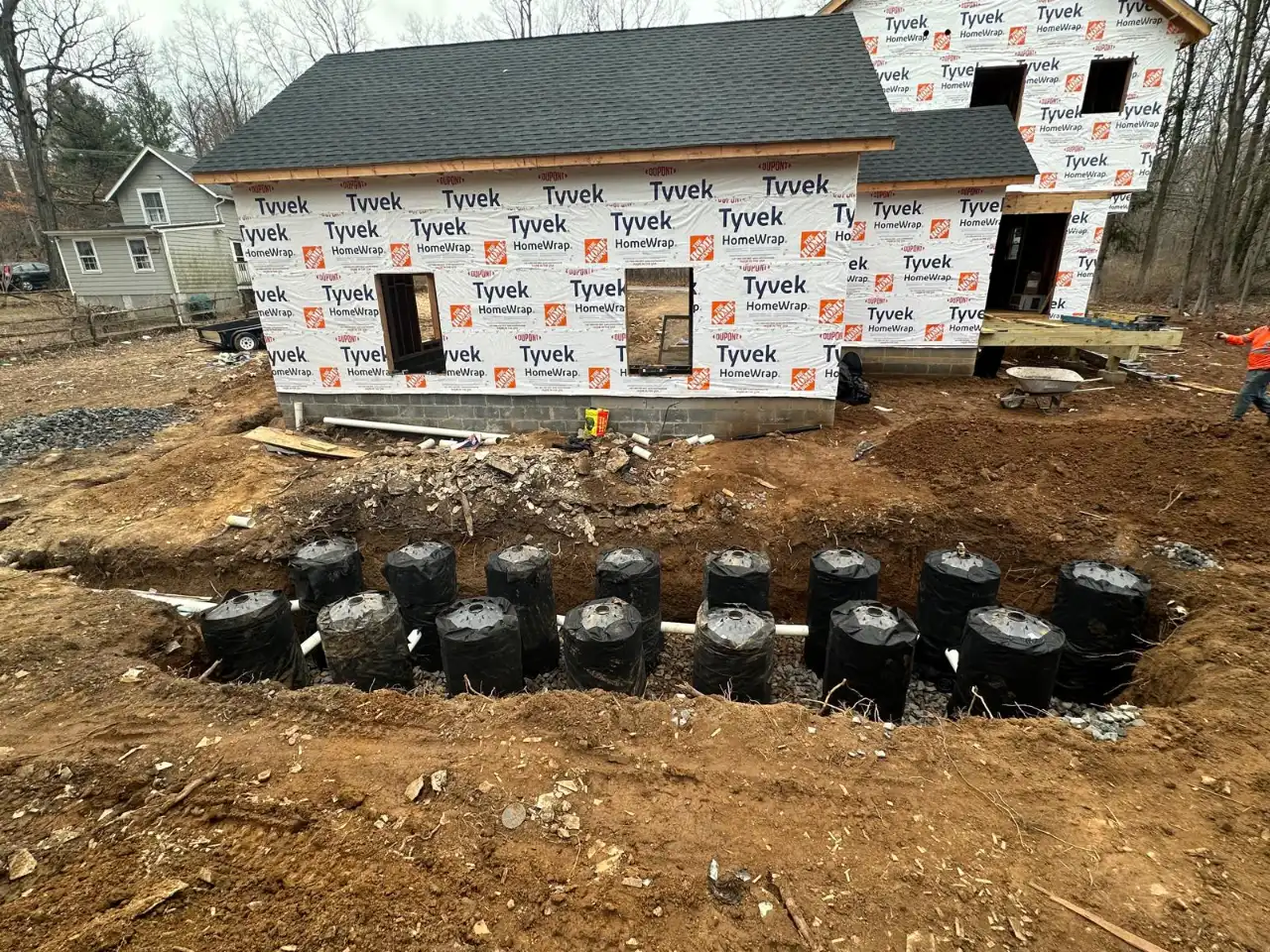 Concrete foundation being poured by HC Hery Concret LLC in New Jersey