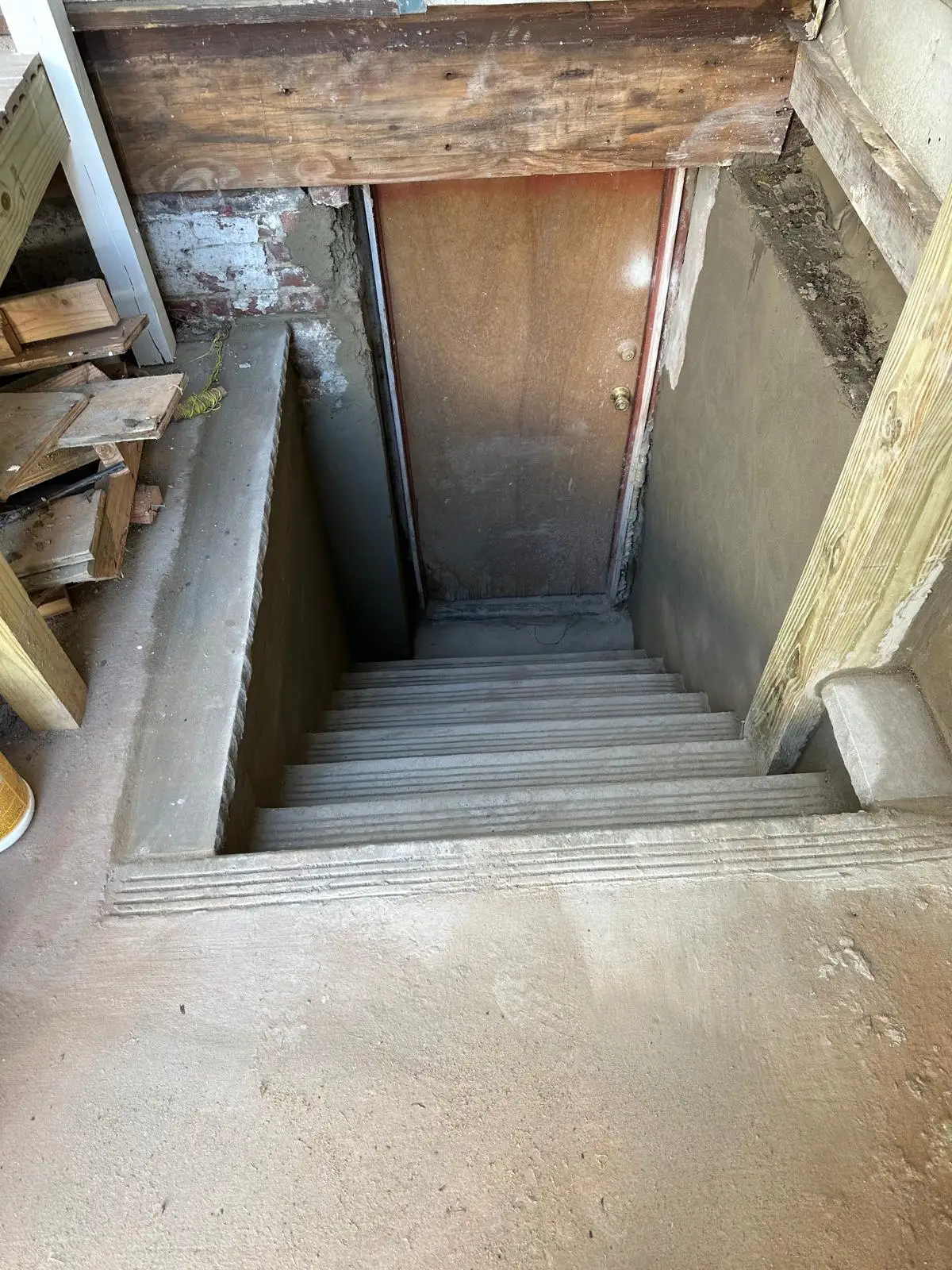 Freshly poured concrete curing at a New Jersey home